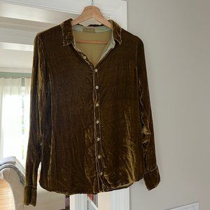 Cp Shades Ochre Velvet Shirt, Size Small - image 1